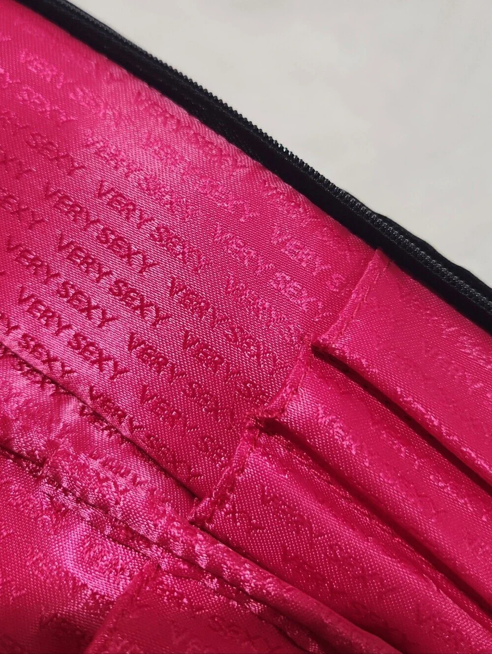 Victoria's Secret VS Very Sexy Black Velvet Rhinestone Makeup Cosmetic Bag Pouch
